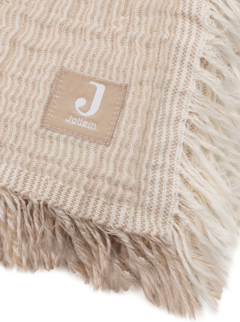 Couverture gaze de coton bio Fringe Marron - Kiabi