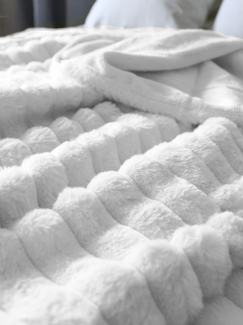 Couverture imitation fourrure et flanelle Blanc - Kiabi