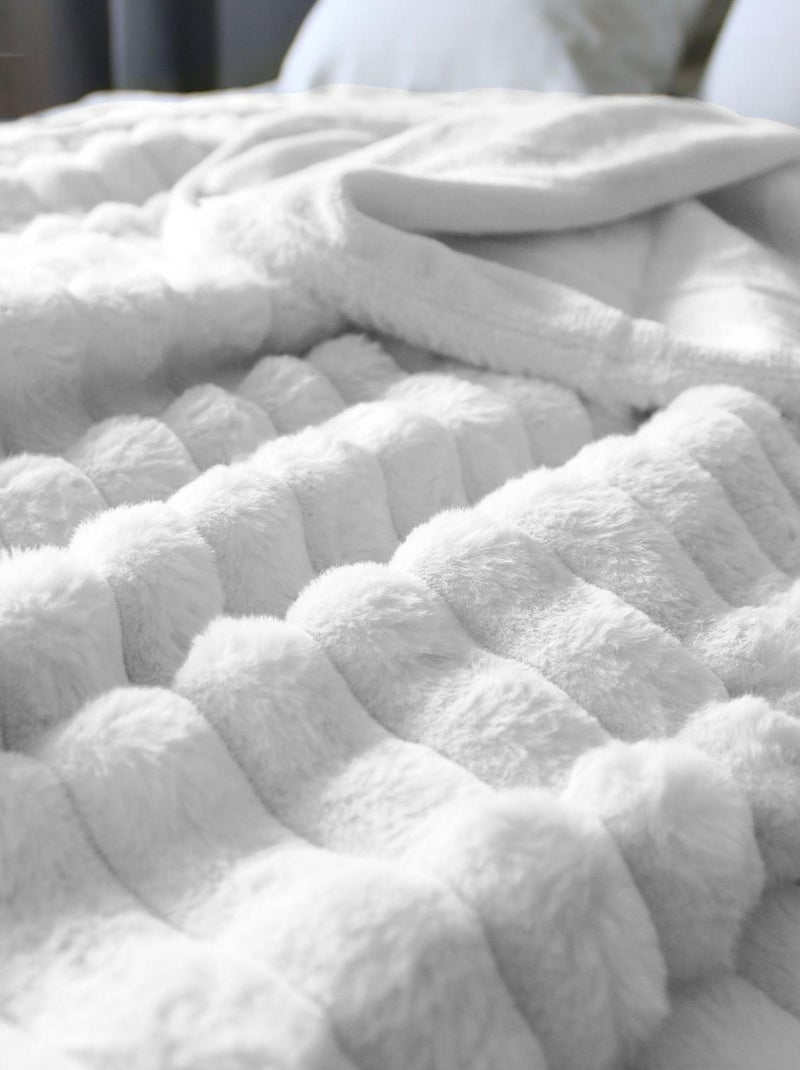Couverture imitation fourrure et flanelle Blanc - Kiabi