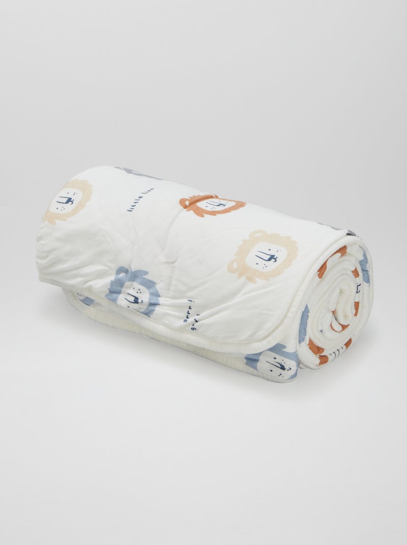 Couverture imprimé avec intérieur effet polaire Blanc - Kiabi