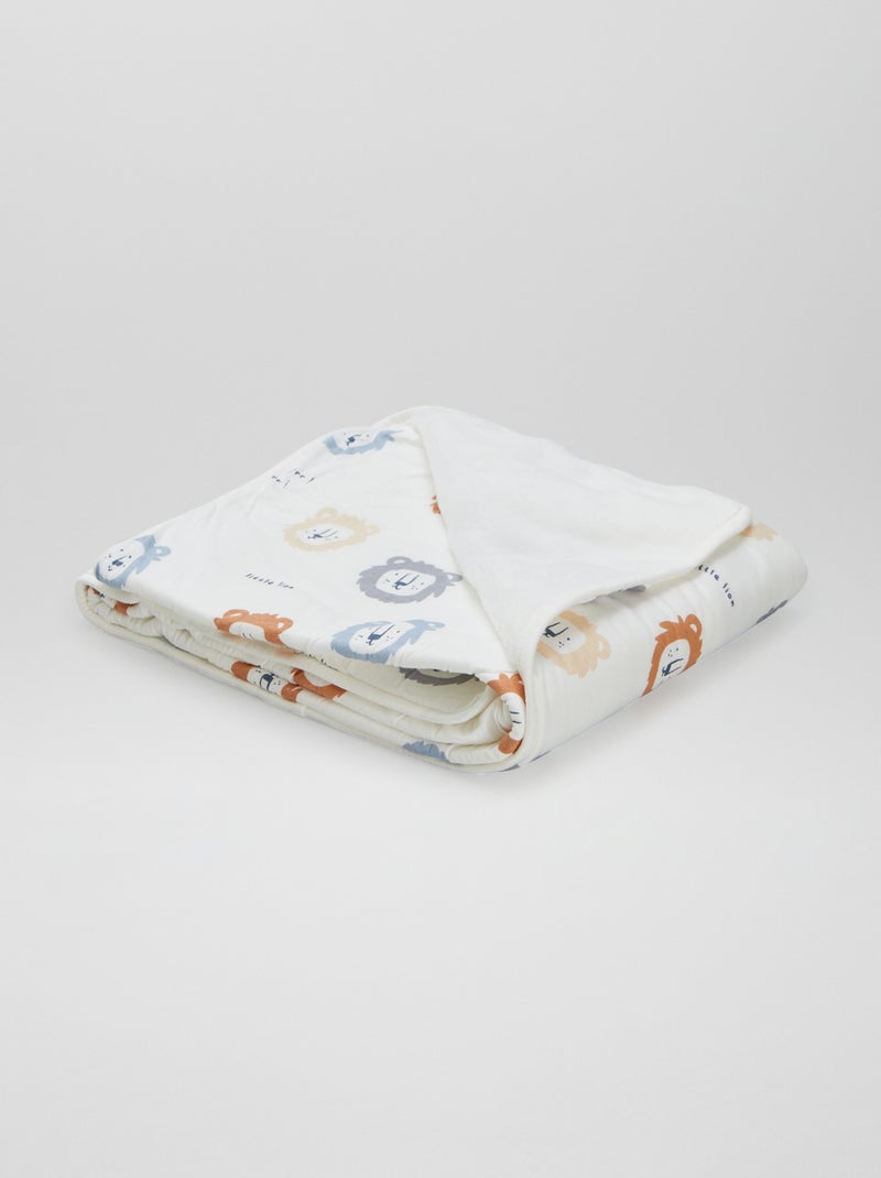 Couverture imprimé avec intérieur effet polaire Blanc - Kiabi
