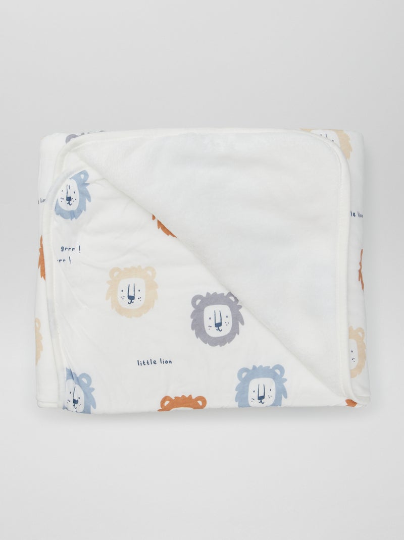 Couverture imprimé avec intérieur effet polaire Blanc - Kiabi