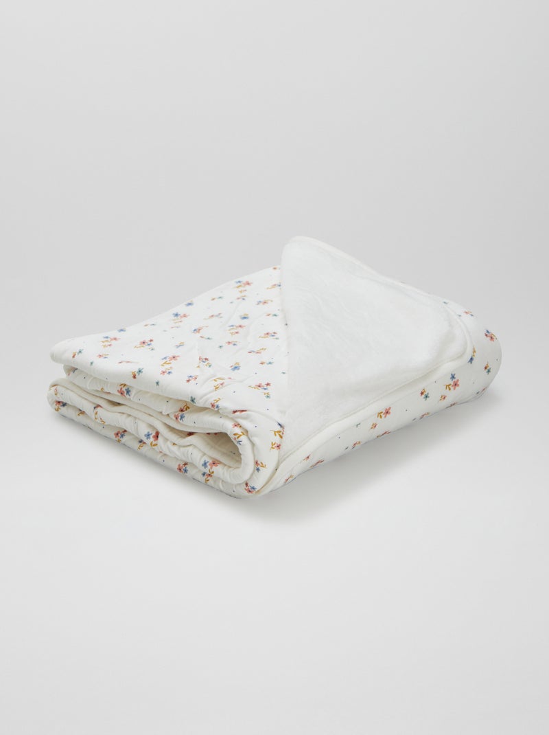 Couverture imprimé avec intérieur effet polaire Blanc fleuri - Kiabi
