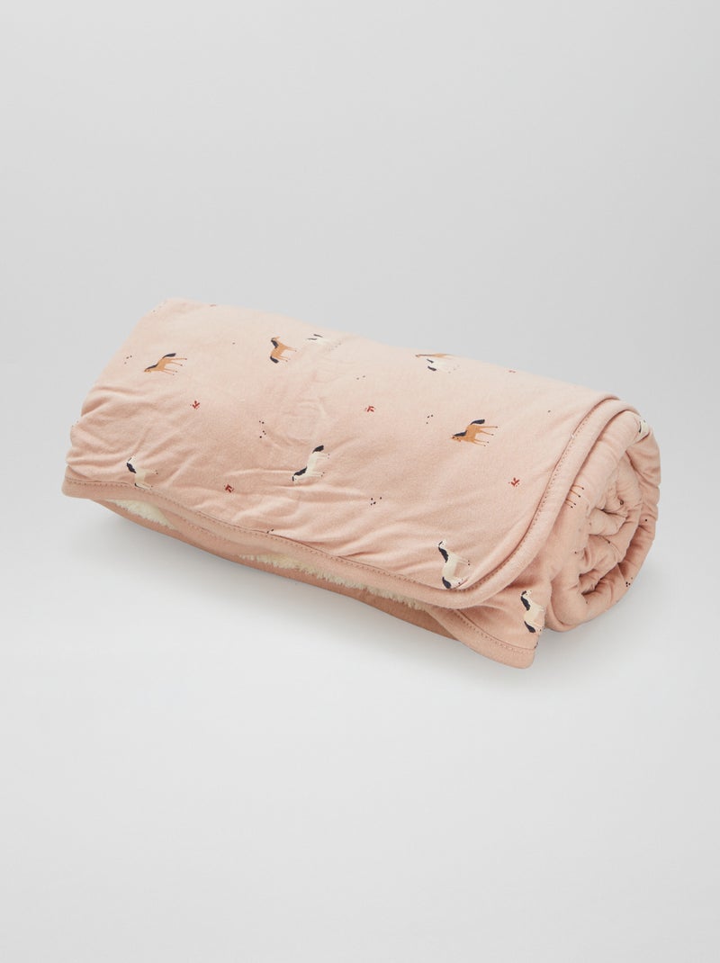 Couverture imprimé avec intérieur polaire Rose - Kiabi
