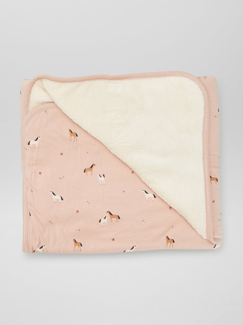 Couverture imprimé avec intérieur polaire Rose - Kiabi