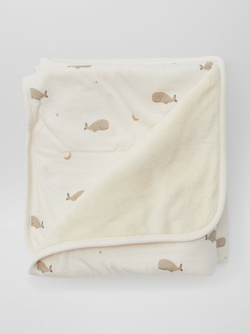 Couverture imprimé en coton jersey Beige - Kiabi