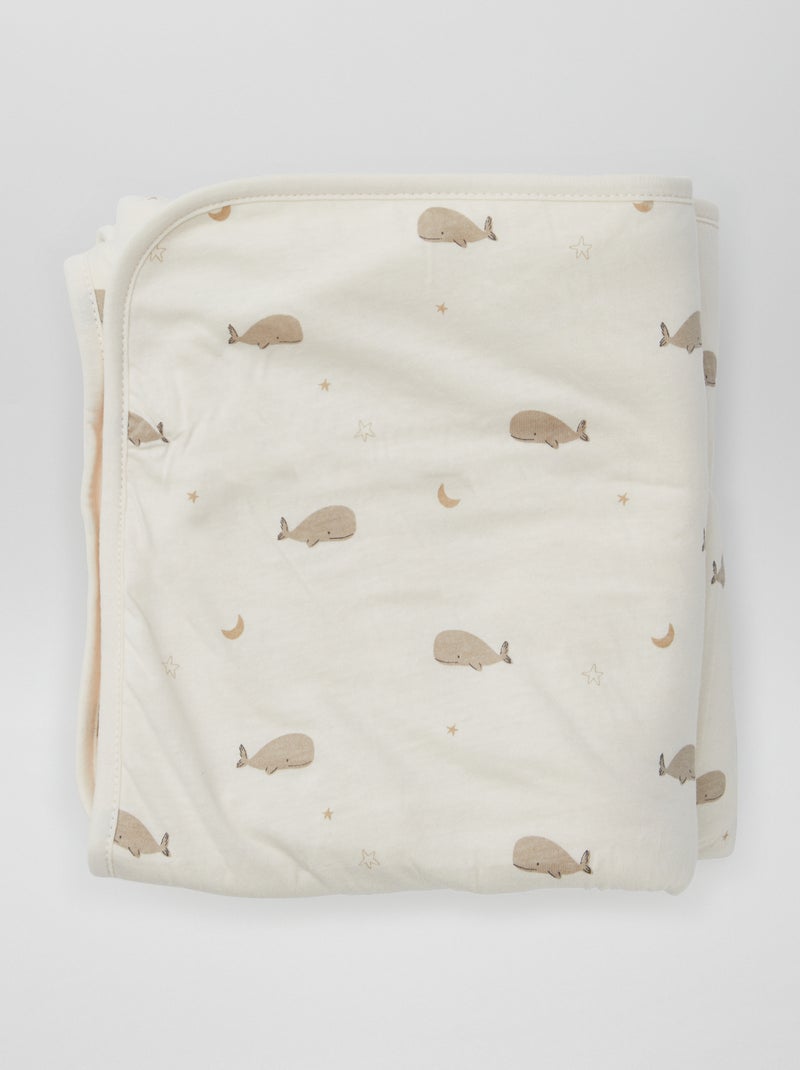 Couverture imprimé en coton jersey Beige - Kiabi