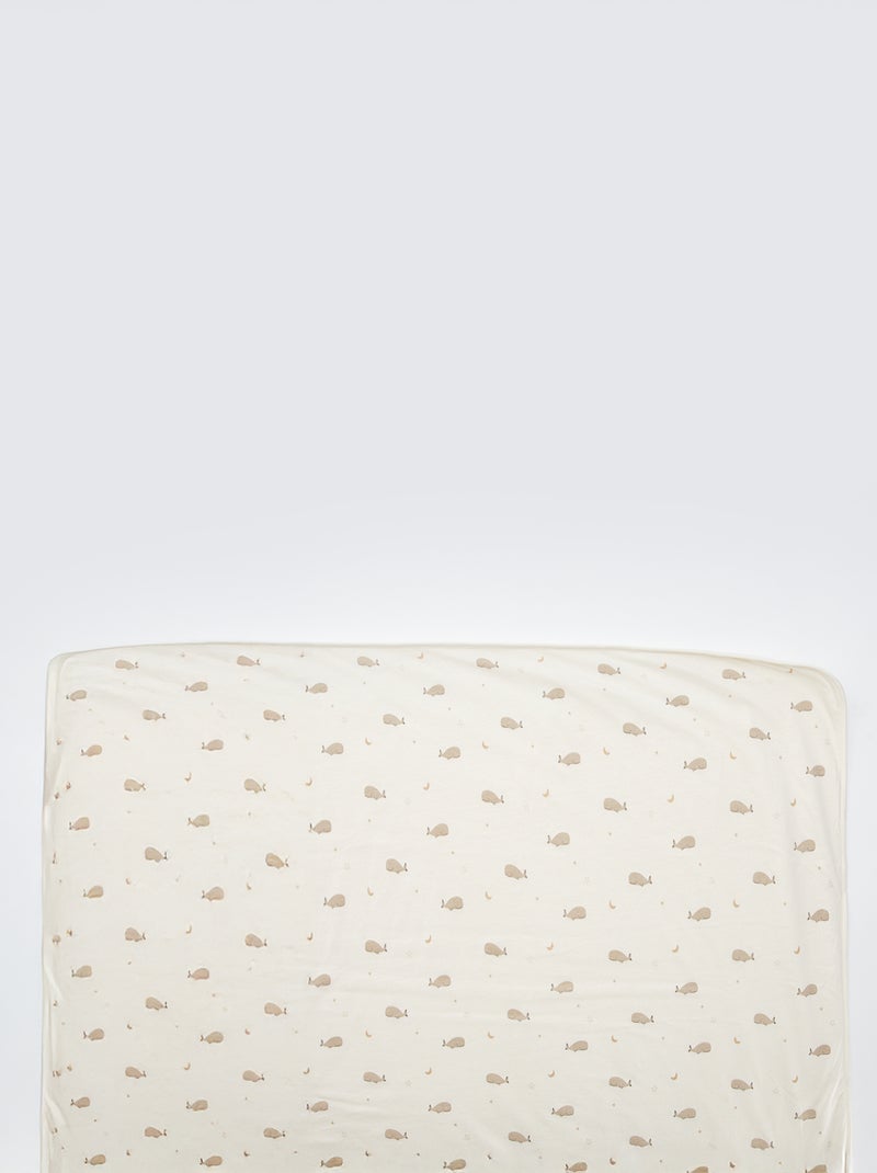 Couverture imprimé en coton jersey Beige - Kiabi