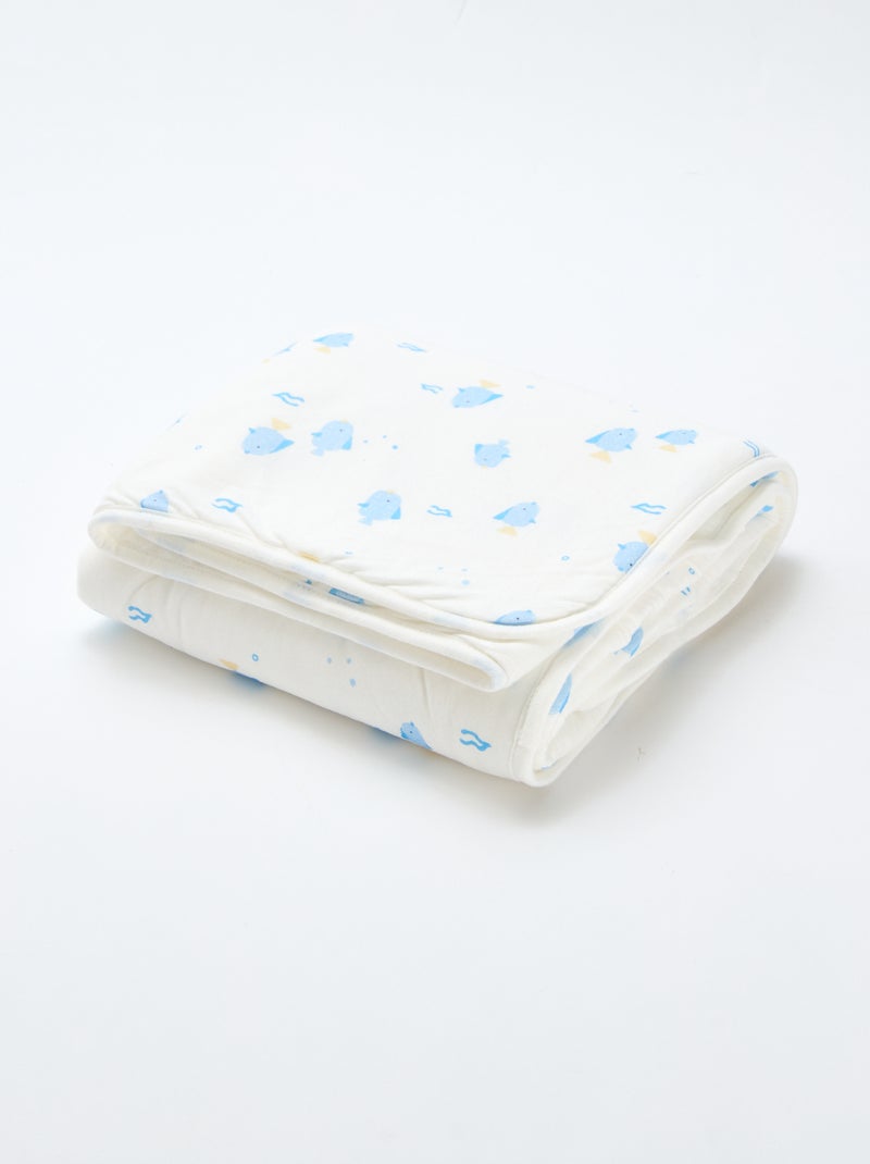 Couverture imprimé en coton jersey Blanc - Kiabi