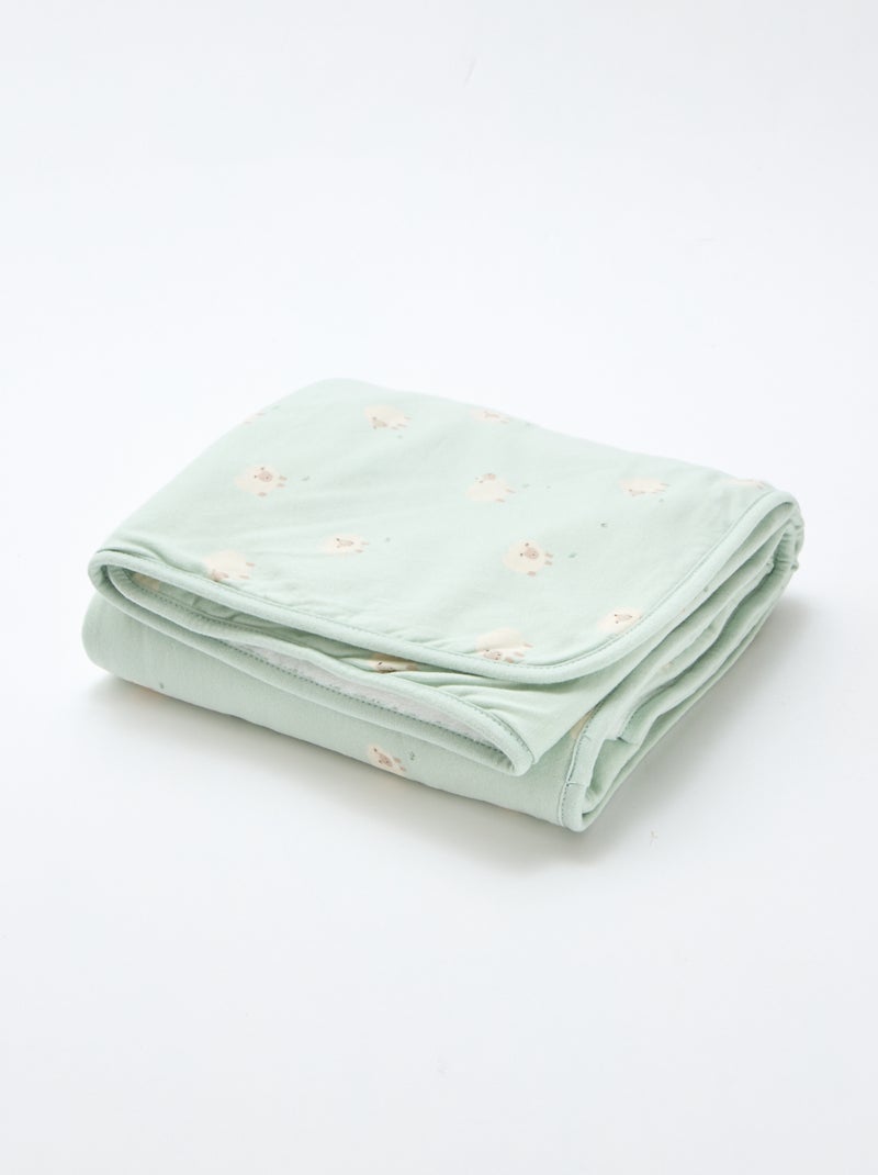 Couverture imprimé en coton jersey Bleu - Kiabi