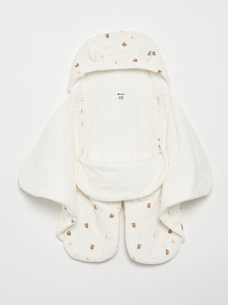 Couverture imprimé en coton jersey et polaire Blanc - Kiabi