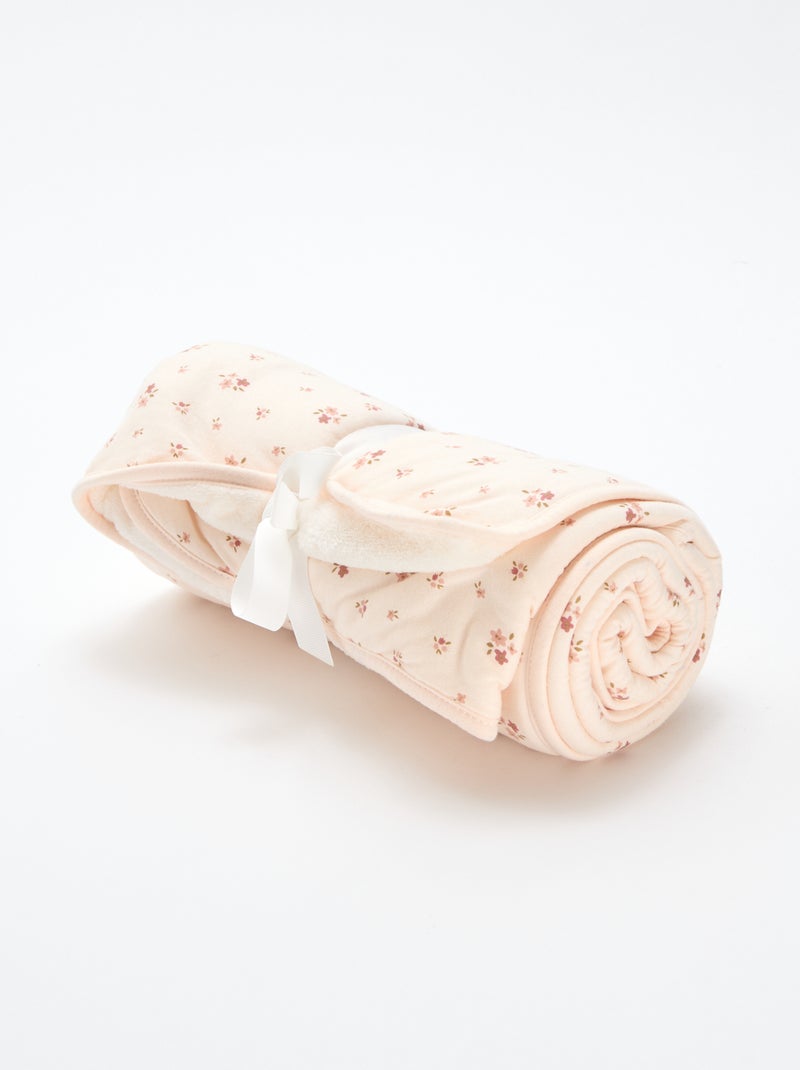 Couverture imprimé en coton jersey Rose - Kiabi