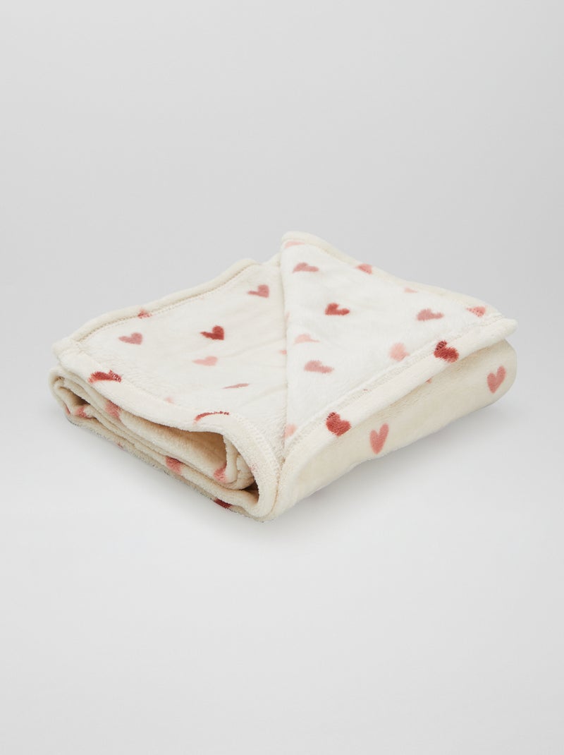 Couverture imprimée avec effet polaire/doudou Beige - Kiabi