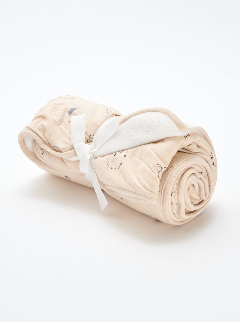 Couverture imprimée avec intérieur effet polaire Beige - Kiabi