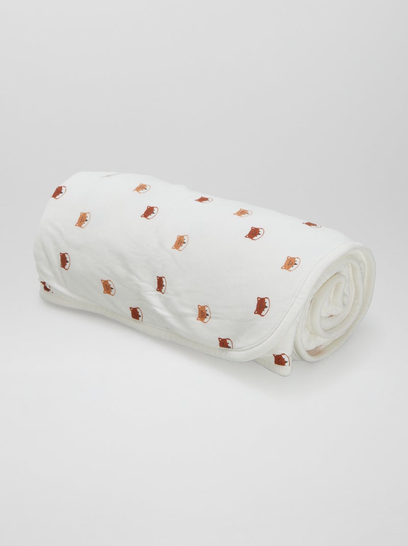 Couverture imprimée avec intérieur effet polaire Blanc 'renard' - Kiabi