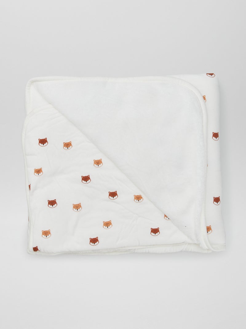 Couverture imprimée avec intérieur effet polaire Blanc 'renard' - Kiabi