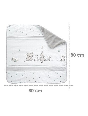 Couverture imprimée éléphant en coton et polaire 80 x 80 cm 'Sternenzauber' ROBA