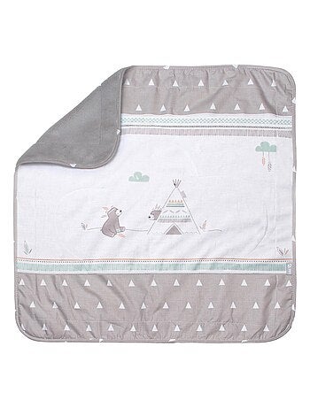 Couverture imprimée ours en coton et polaire 80 x 80 cm 'Indibear' ROBA