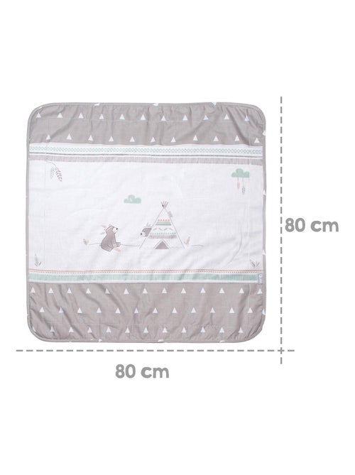 Couverture imprimée ours en coton et polaire 80 x 80 cm 'Indibear' ROBA - Kiabi