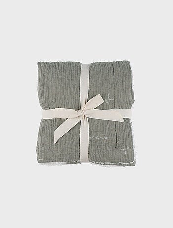 Couverture kaki en gaze coton bio 75x100 cm Noukie's