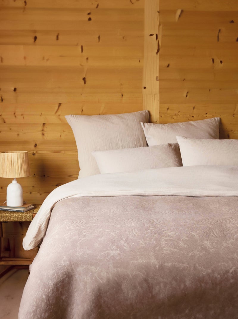 Couverture laine Mérinos très douce Rose pastel - Kiabi