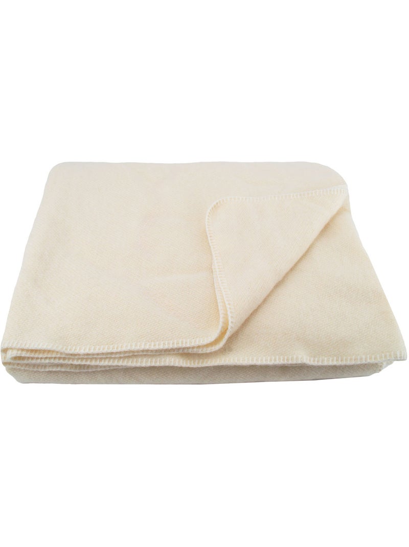 Couverture laine OSLOO Blanc cassé - Kiabi