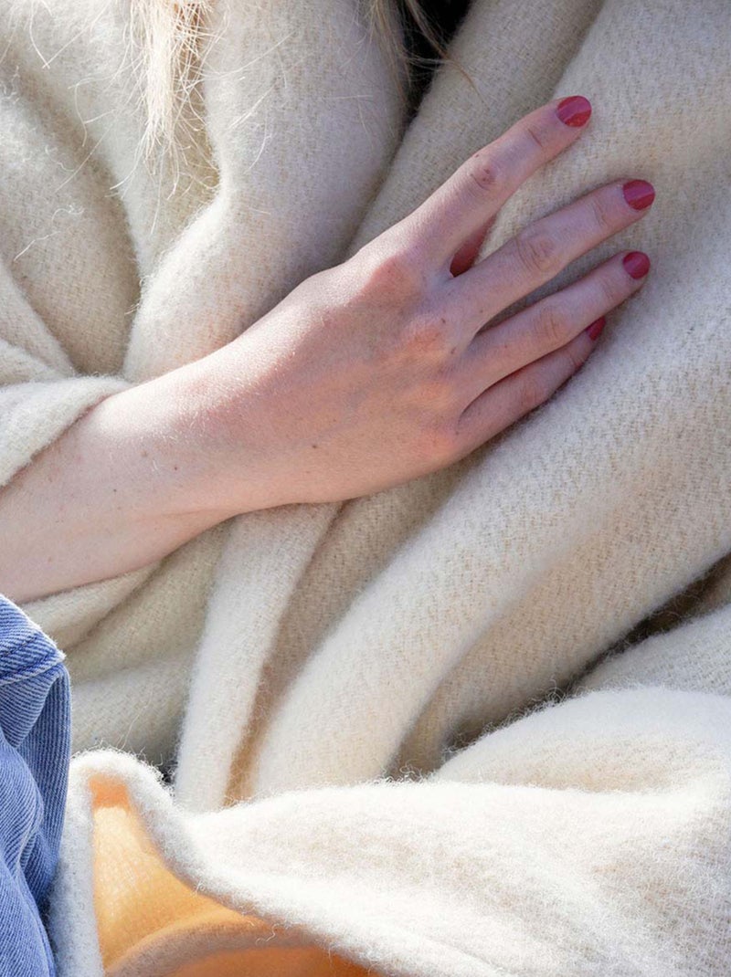 Couverture laine véritable Beige grès - Kiabi