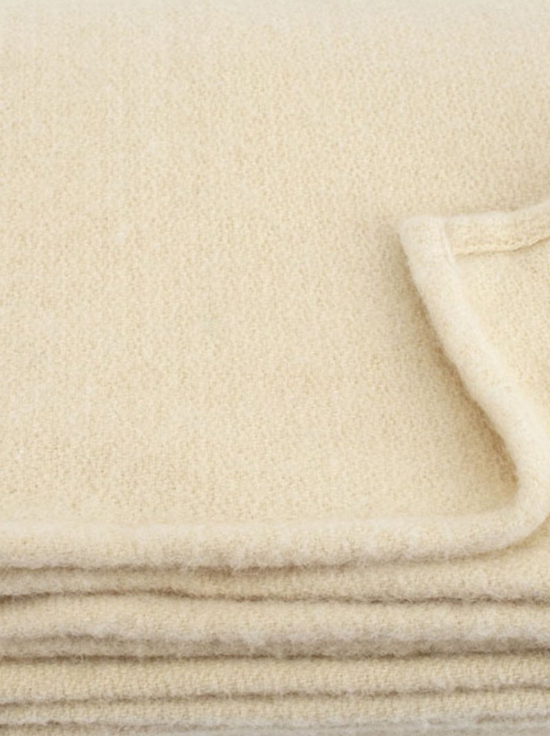 Couverture laine véritable Beige grès - Kiabi
