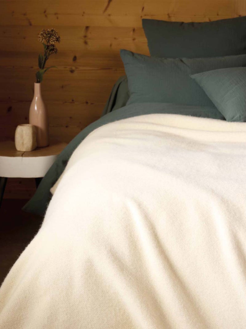 Couverture laine véritable Beige grès - Kiabi