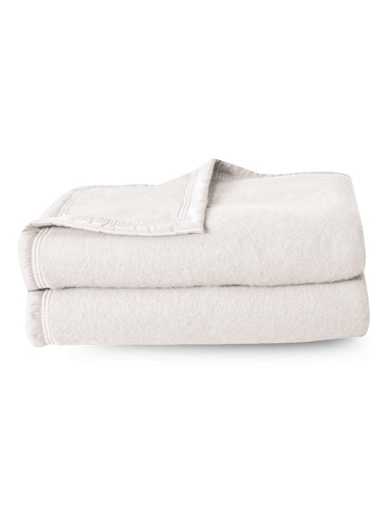 Couverture laine vierge VOLTA woolmark Blanc cassé - Kiabi