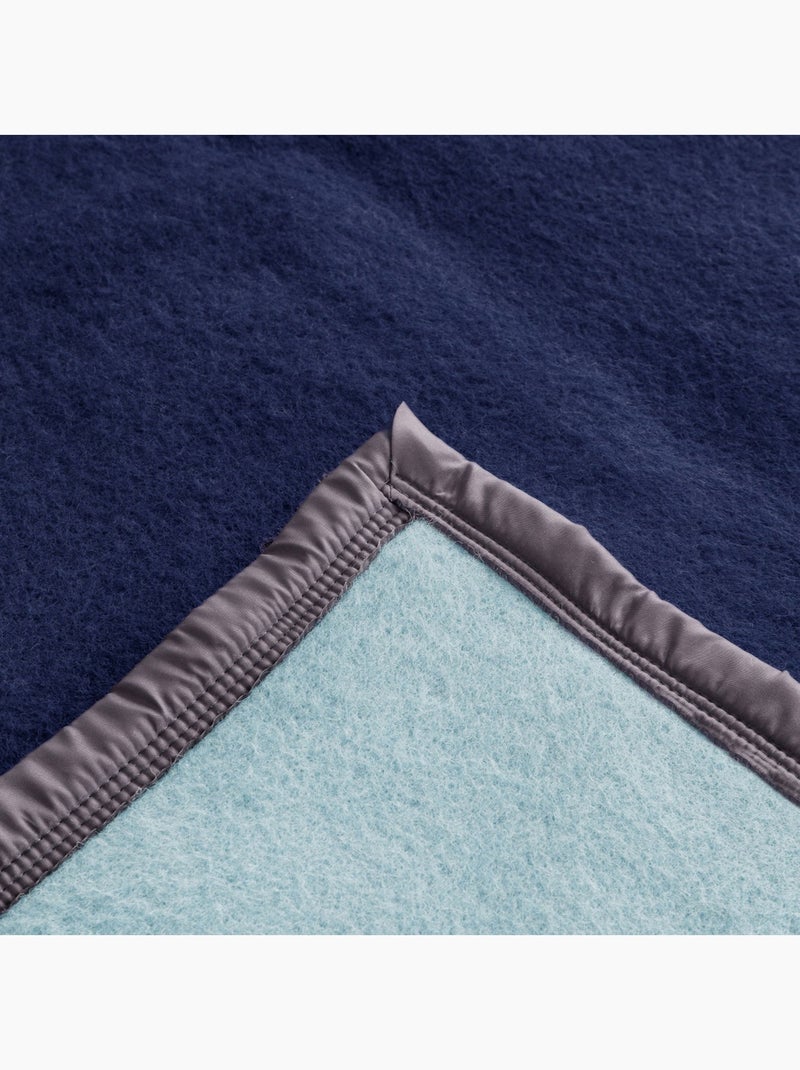 Couverture laine vierge VOLTA woolmark Bleu Bleu marine Bleu - Kiabi