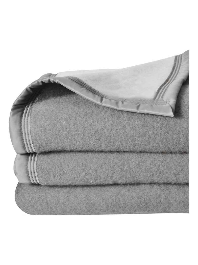 Couverture  laine Woolmark double face gris anthracite - Kiabi