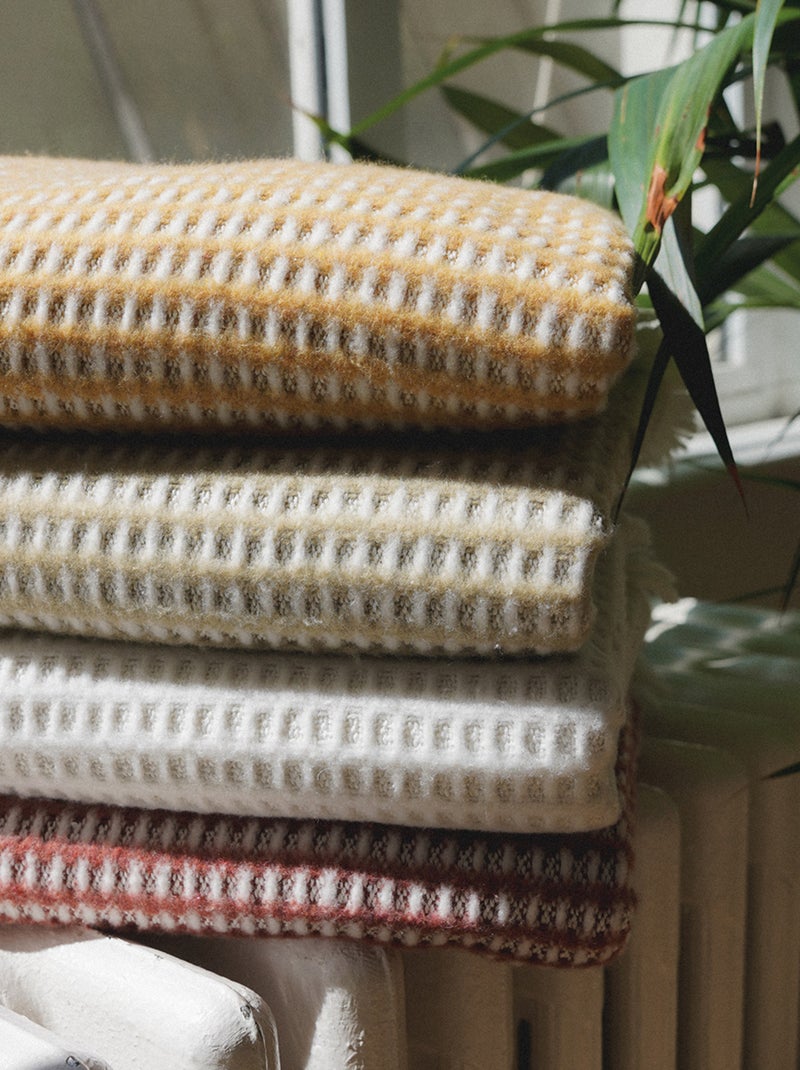 Couverture lit enfant tissu nid d'abeille Crème - Kiabi