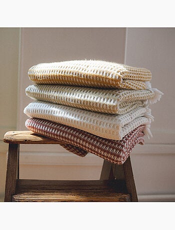 Couverture lit enfant tissu nid d'abeille