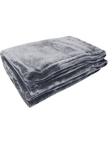 Couverture microflanelle toison d'or - 220 x 240 cm - coloris gris