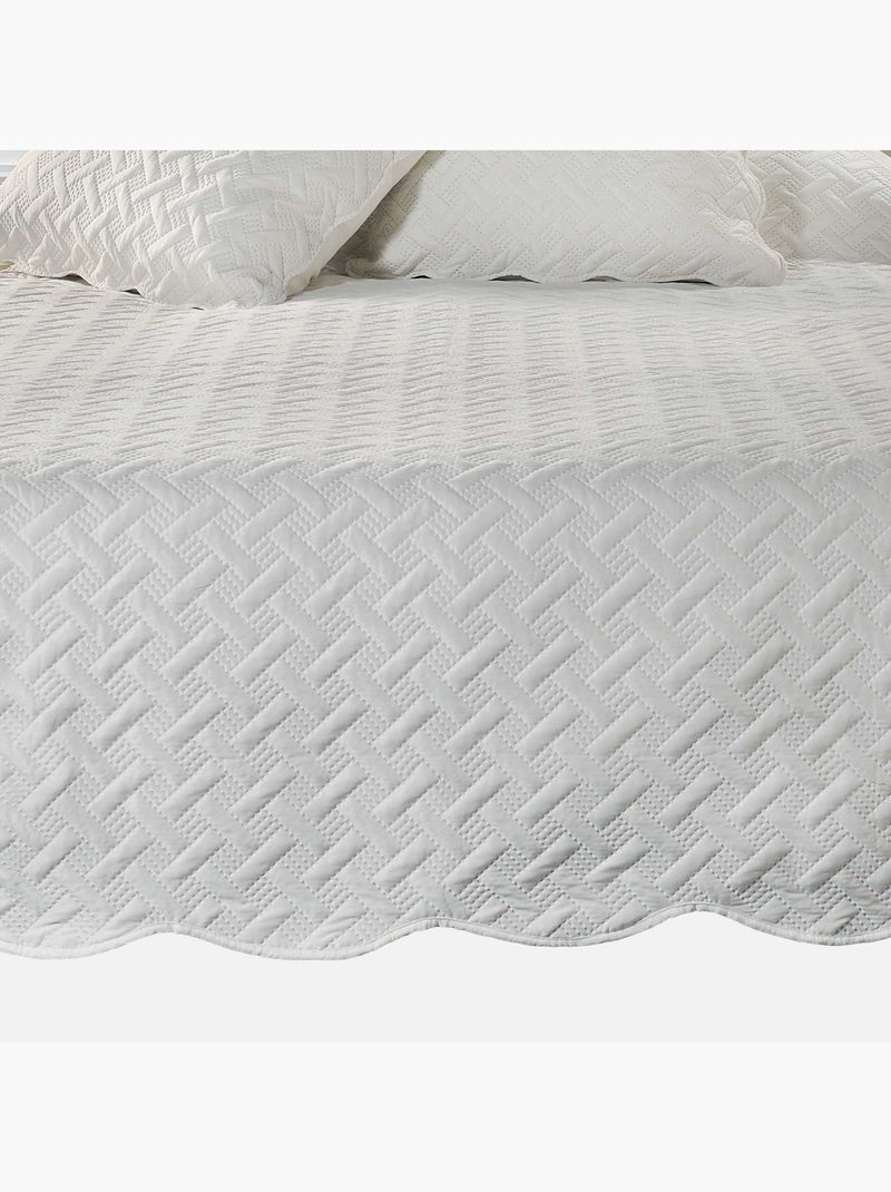 Couverture molletonné surpiquage graphique Ecru - Kiabi