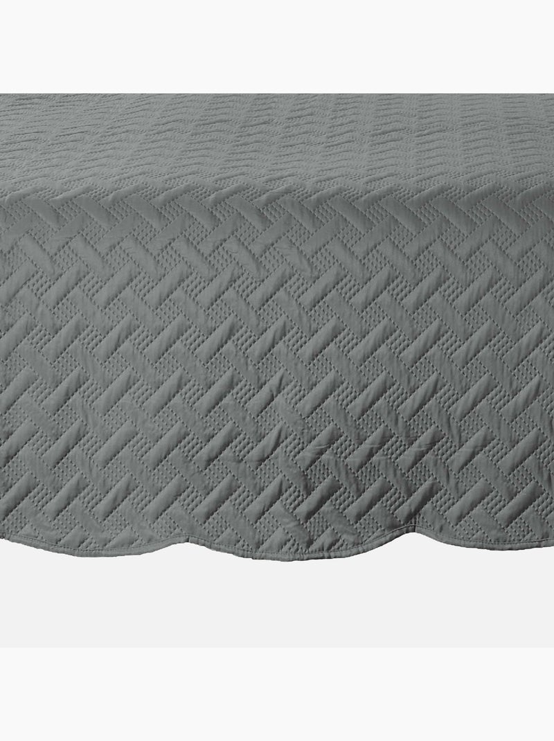 Couverture molletonné surpiquage graphique gris anthracite - Kiabi