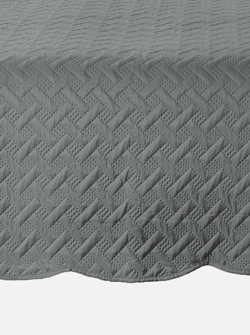 Couverture molletonné surpiquage graphique Gris foncé - Kiabi