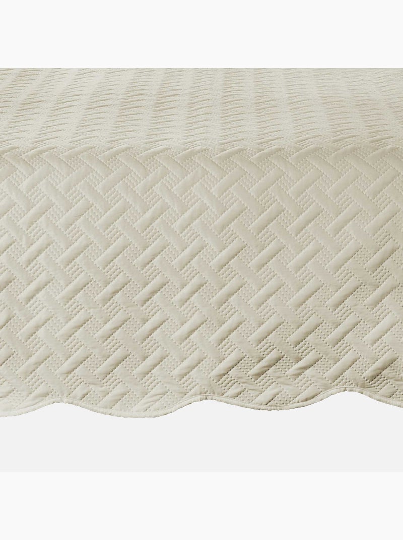 Couverture molletonné surpiquage graphique Ivoire - Kiabi