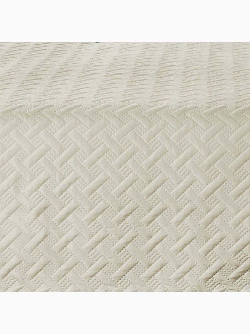 Couverture molletonné surpiquage graphique Ivoire - Kiabi