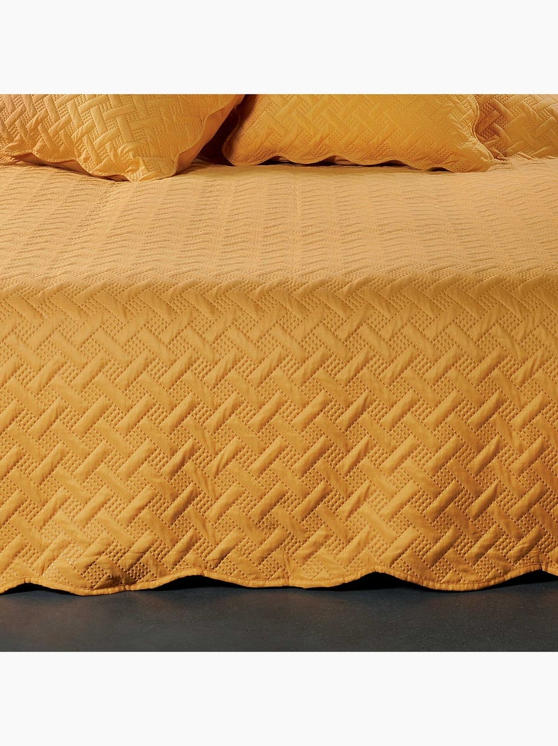 Couverture molletonné surpiquage graphique Jaune - Kiabi