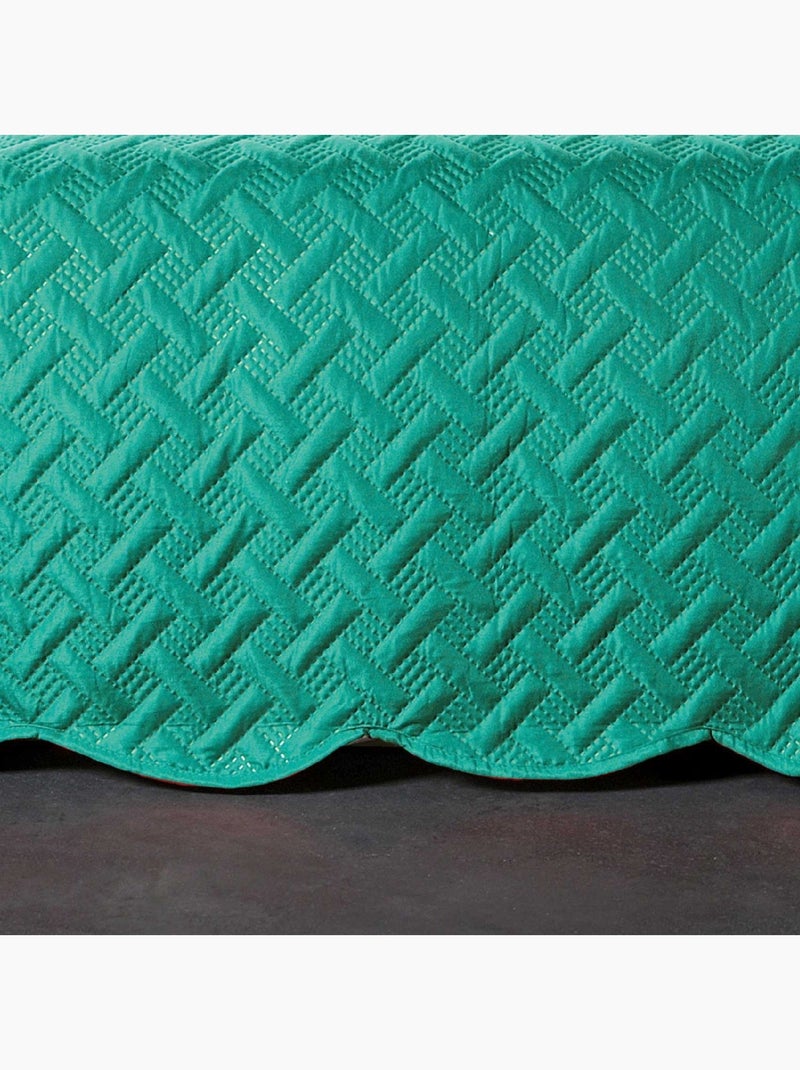 Couverture molletonné surpiquage graphique Vert émeraude - Kiabi