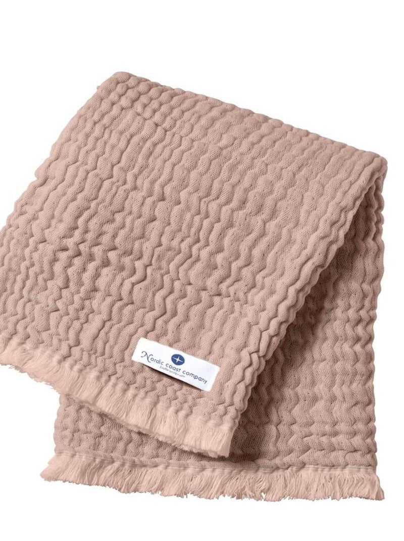 Couverture mousseline avec franges bebe respirante 4en1 Rose pâle - Kiabi