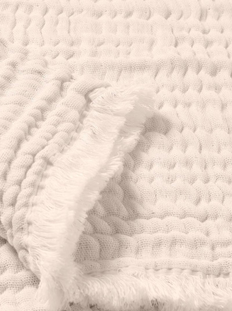Couverture mousseline avec franges bebe respirante 4en1 Saumon - Kiabi