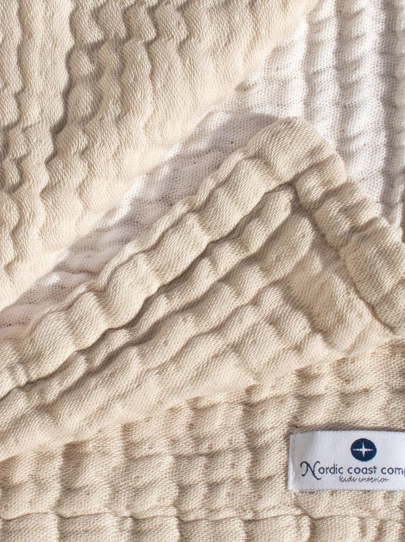 Couverture mousseline bebe en coton 80 x 80 cm Blanc cassé - Kiabi