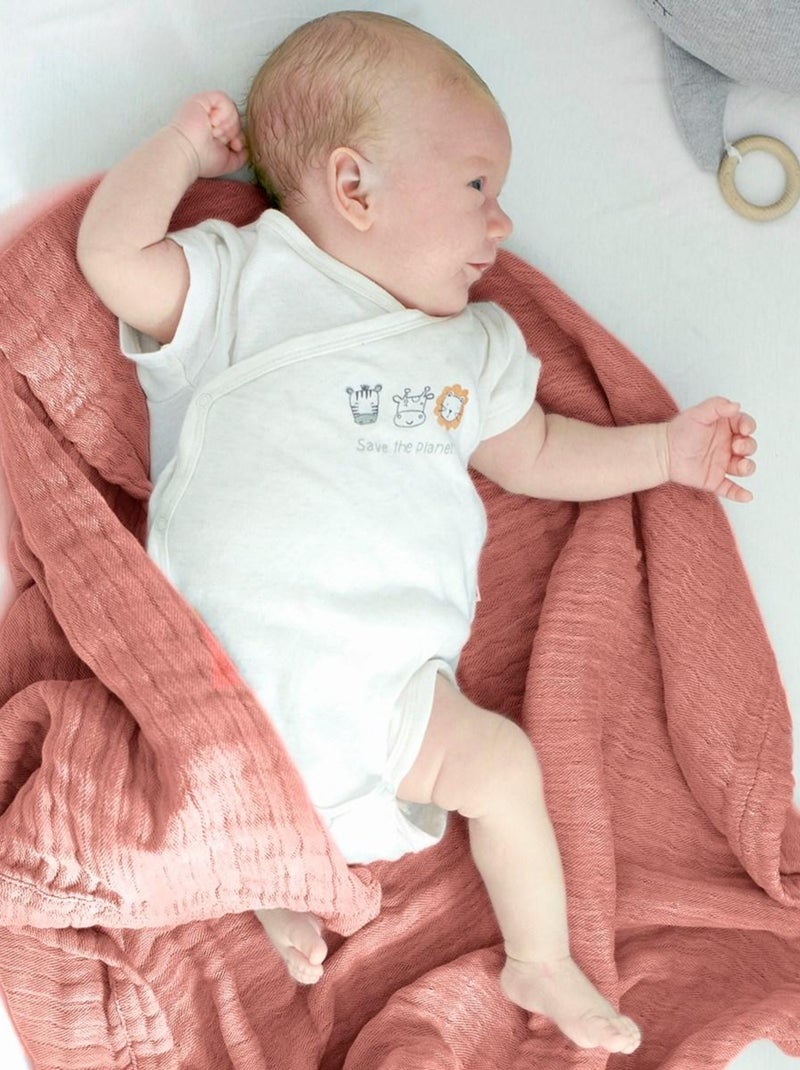 Couverture mousseline bebe en coton 80 x 80 cm Cuivre - Kiabi