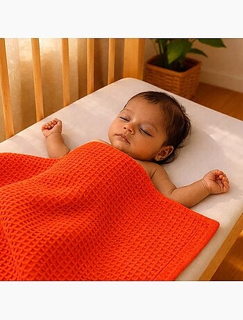 Couverture Nid d'Abeilles en Coton Bio Vert