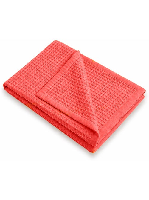 Couverture Nid d'Abeilles en Coton Bio Fraise - Kiabi