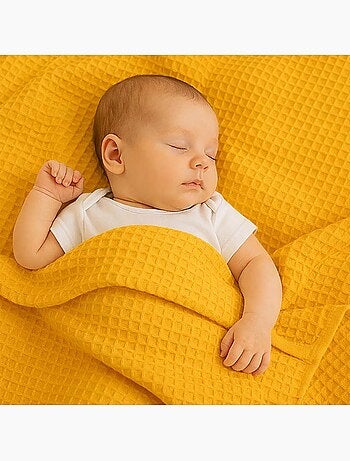 Couverture Nid d'Abeilles en Coton Bio Vert