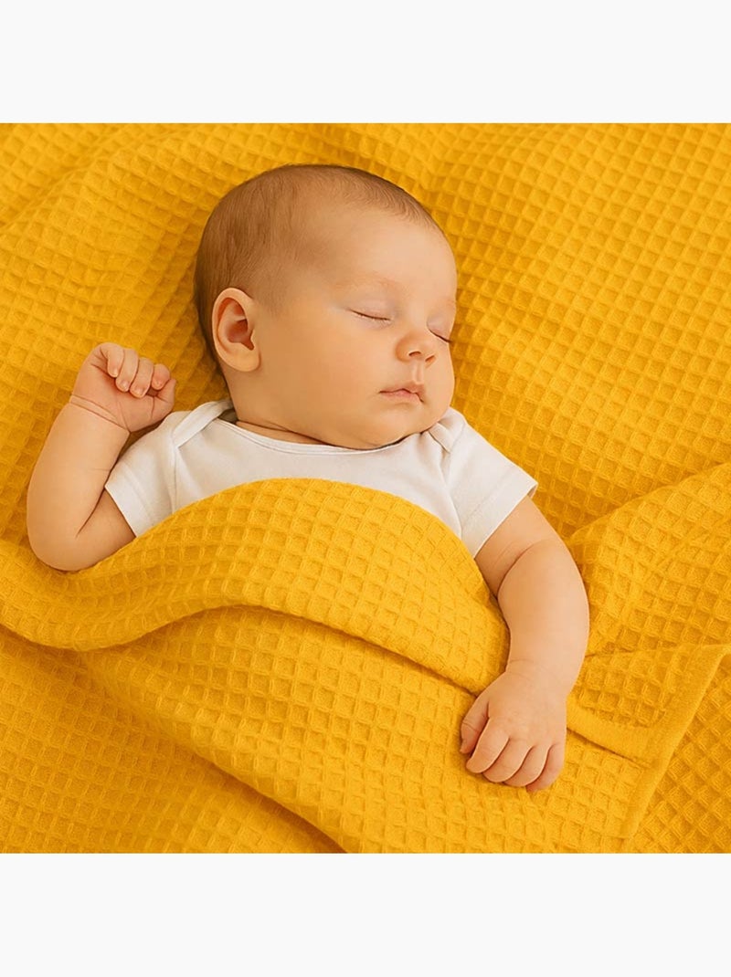 Couverture Nid d'Abeilles en Coton Bio Honey Beige - Kiabi